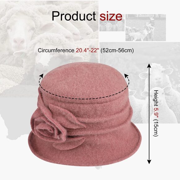 8166 Women Beret Hat French Vintage Floral Wool Dress Cloche Classic Winter main image 5